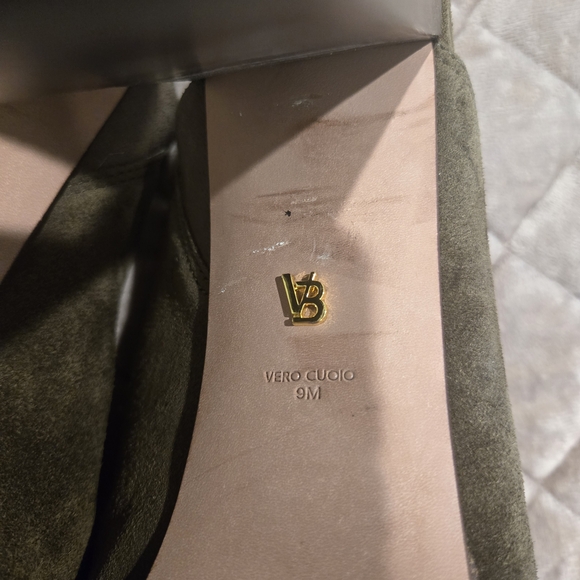 Veronica Beard Women's Dark Green Khaki Suede Mules - Picture 3 of 3